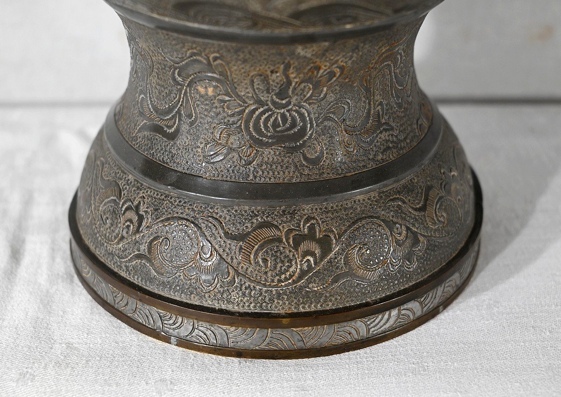 Pair Of Pewter Baluster Vases, Indochina - Late 19th Century-photo-7