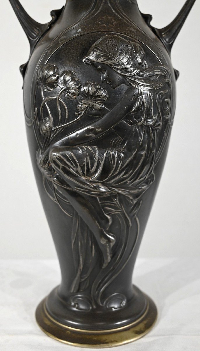 Importante Paire De Vases En Etain, Art Nouveau – 1900-photo-1