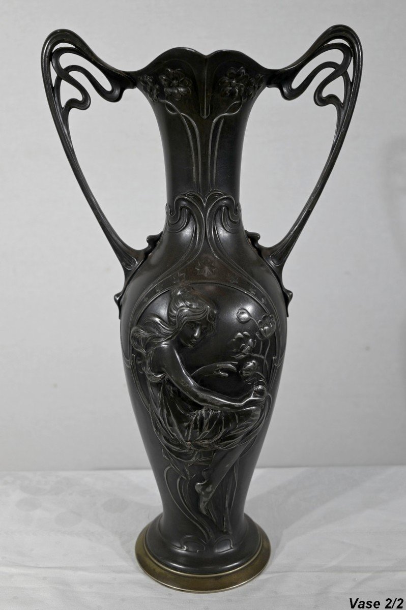 Importante Paire De Vases En Etain, Art Nouveau – 1900-photo-4