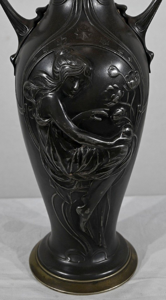 Importante Paire De Vases En Etain, Art Nouveau – 1900-photo-5