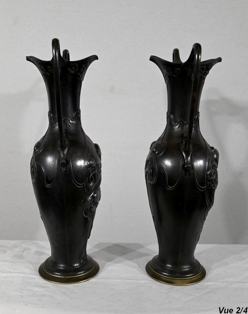 Importante Paire De Vases En Etain, Art Nouveau – 1900-photo-6