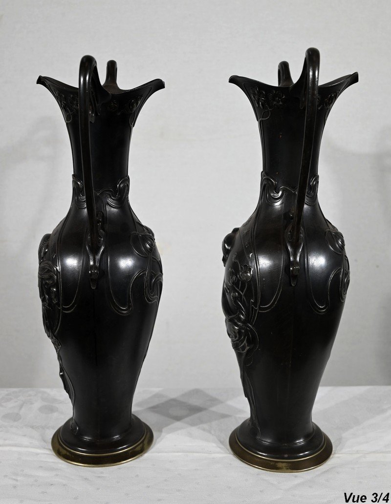 Importante Paire De Vases En Etain, Art Nouveau – 1900-photo-7