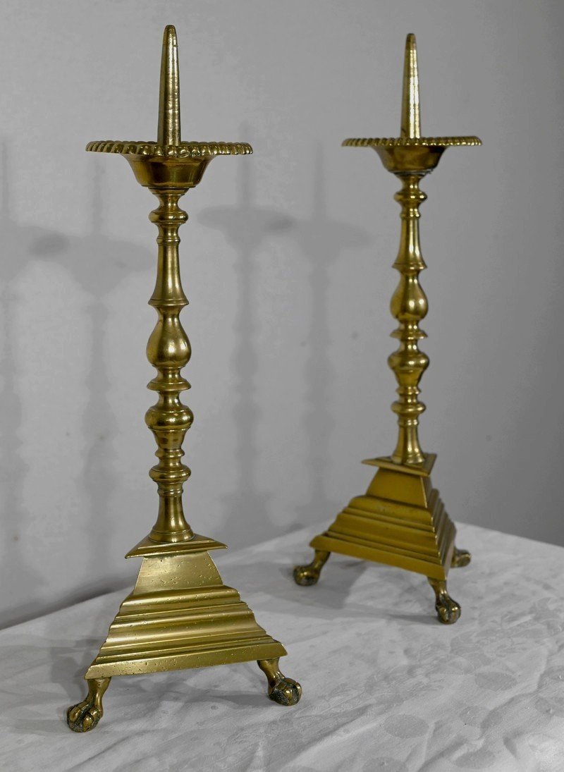 Pair Of Candlesticks In Gilt Bronze - 2nd Half Nineteenth-photo-2