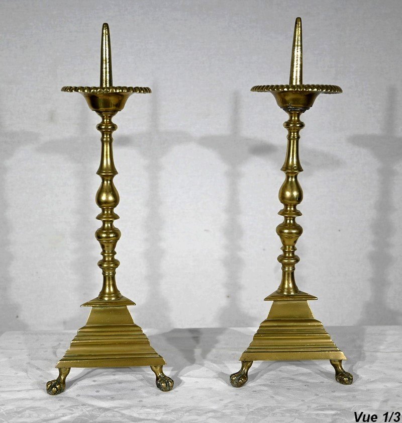 Pair Of Candlesticks In Gilt Bronze - 2nd Half Nineteenth-photo-6