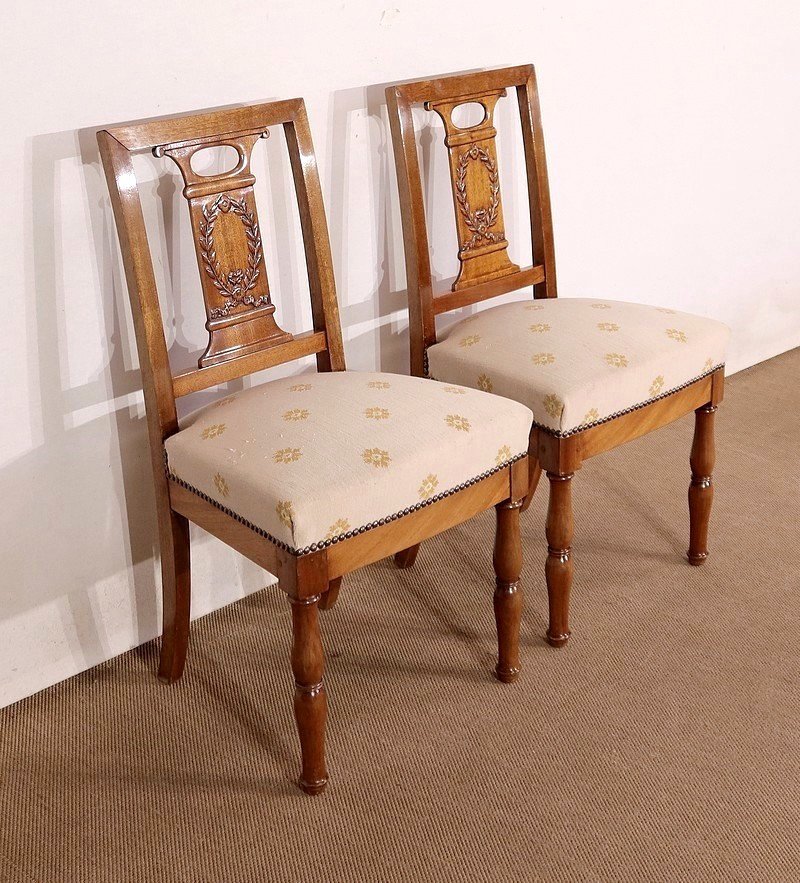 Pair Of Chairs In Solid Mahogany, Restoration Period - Early Nineteenth-photo-2