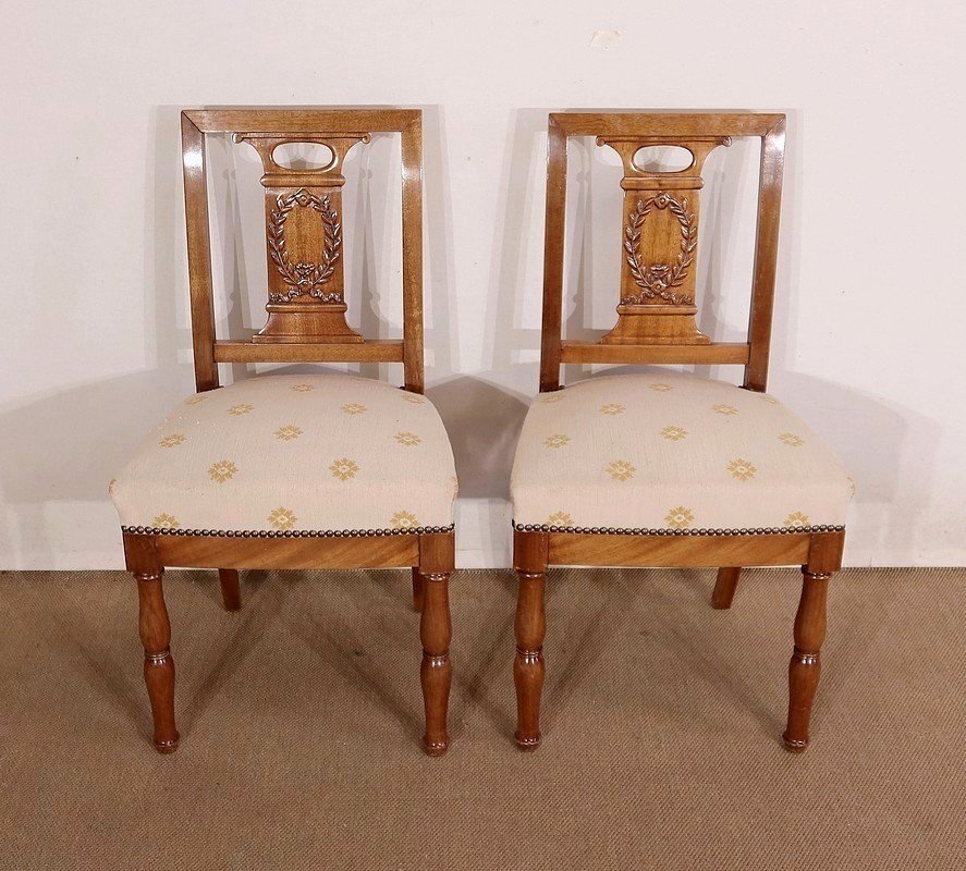 Pair Of Chairs In Solid Mahogany, Restoration Period - Early Nineteenth-photo-3