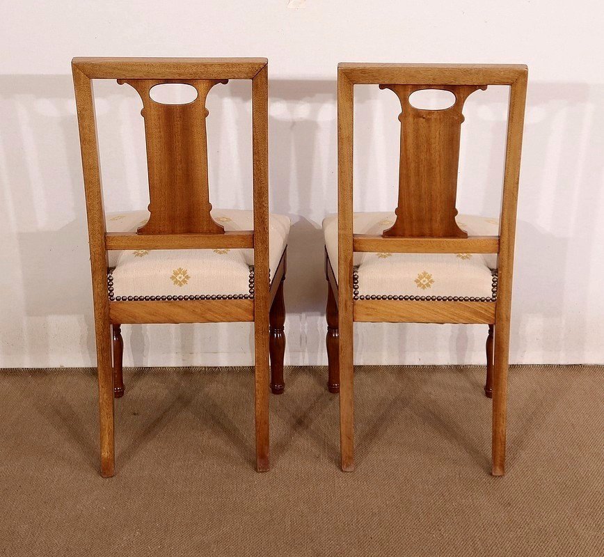 Pair Of Chairs In Solid Mahogany, Restoration Period - Early Nineteenth-photo-3