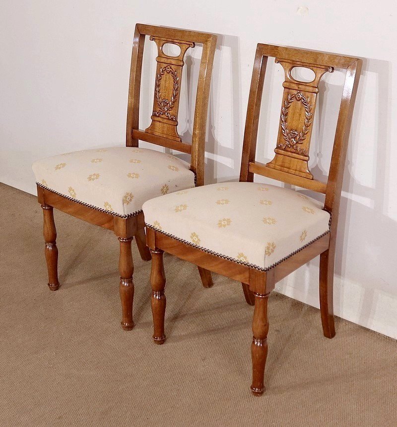 Paire De Chaises En Acajou Massif, époque Restauration – Début XIXe