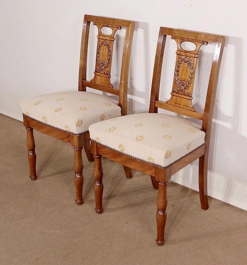 Pair Of Chairs In Solid Mahogany, Restoration Period - Early Nineteenth