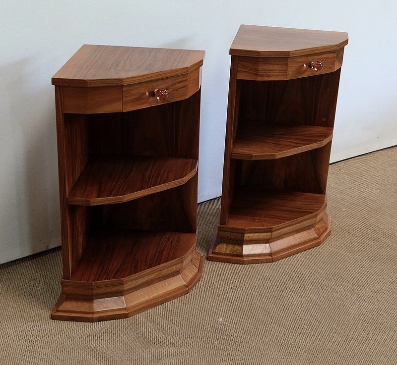 Pair Of Corner Nightstands In Walnut – 1940-photo-3