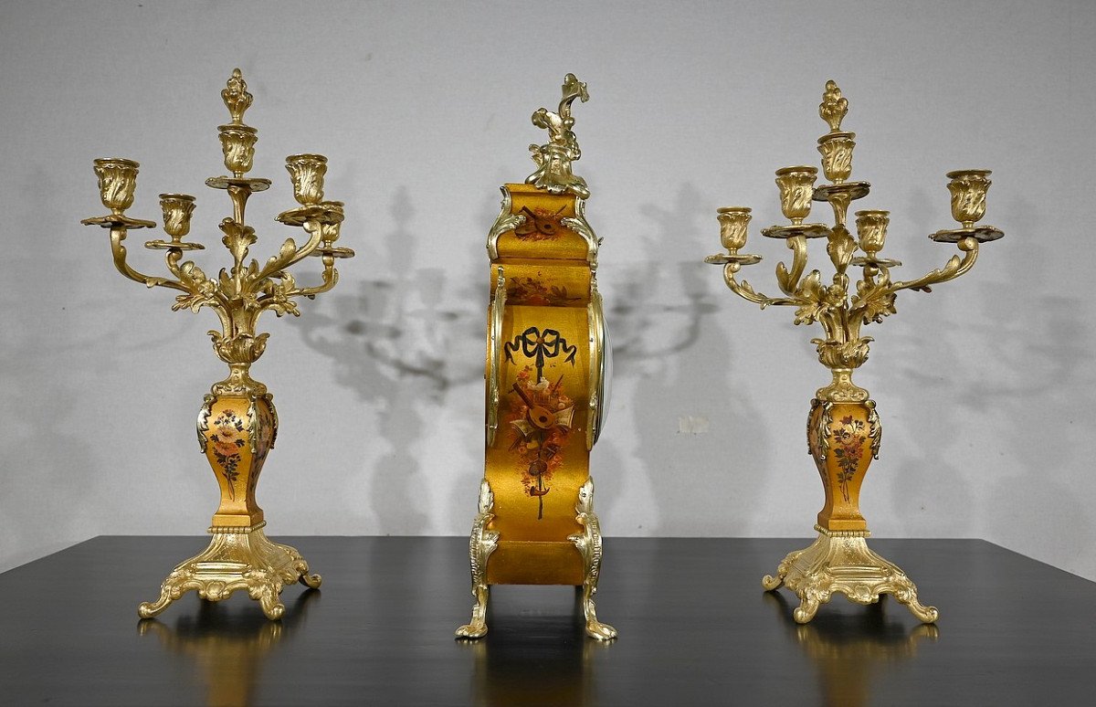 Important Gilt Bronze And Martin Varnish Fireplace Trim, Louis XV Style - Mid-19th Century-photo-7