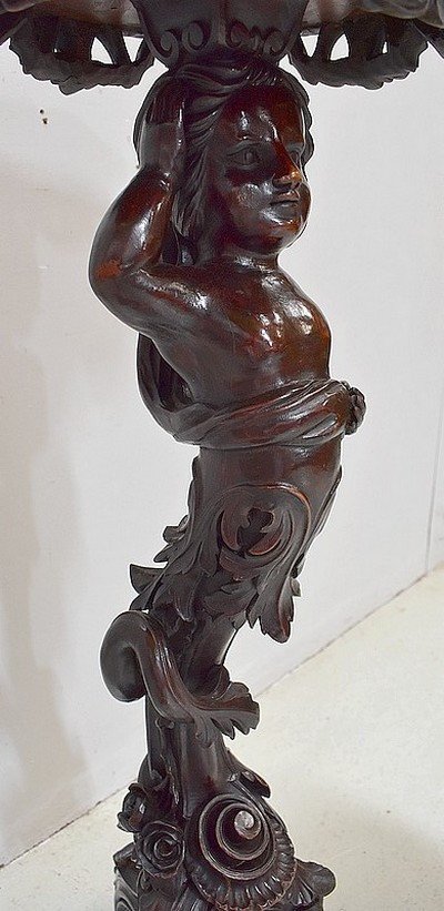 Sellette Putti En Bois Sculpté - Fin XIXe-photo-2