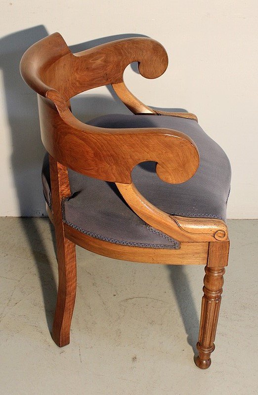 Louis Philippe Office Armchair In Blond Walnut - 2nd Half Of The Nineteenth-photo-2
