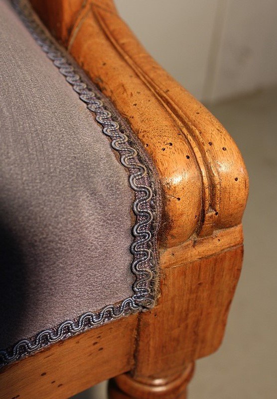 Fauteuil De Bureau Louis Philippe En Noyer Blond - 2ème Moitié Du XIXe-photo-4