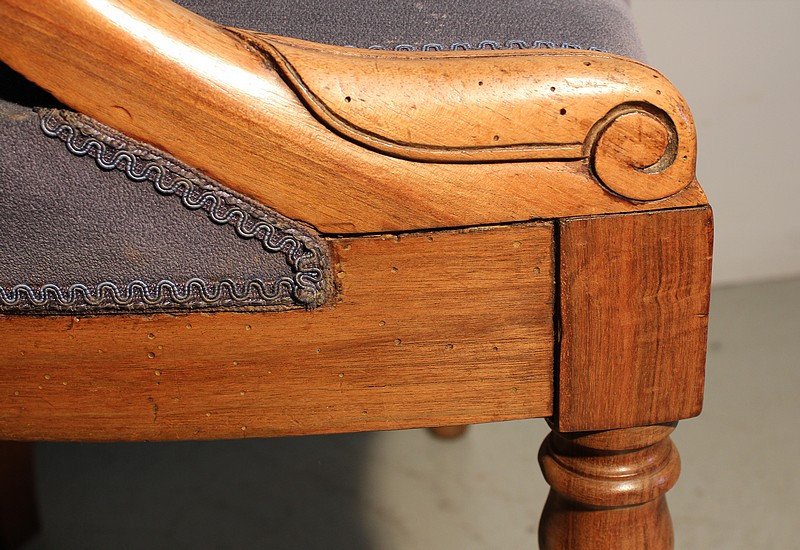 Fauteuil De Bureau Louis Philippe En Noyer Blond - 2ème Moitié Du XIXe-photo-5