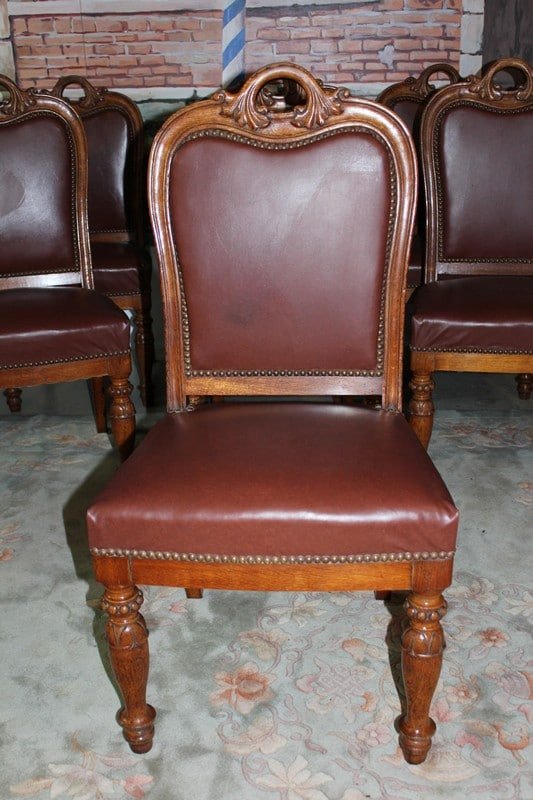 Suite Of 12 Oak Chairs Nineteenth-photo-2