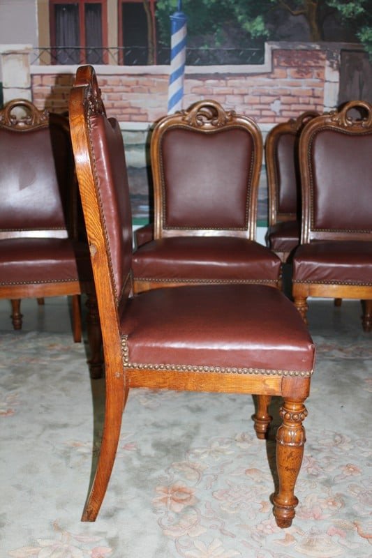 Suite Of 12 Oak Chairs Nineteenth-photo-3