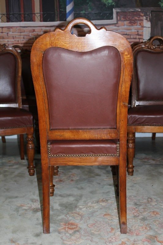 Suite Of 12 Oak Chairs Nineteenth-photo-4