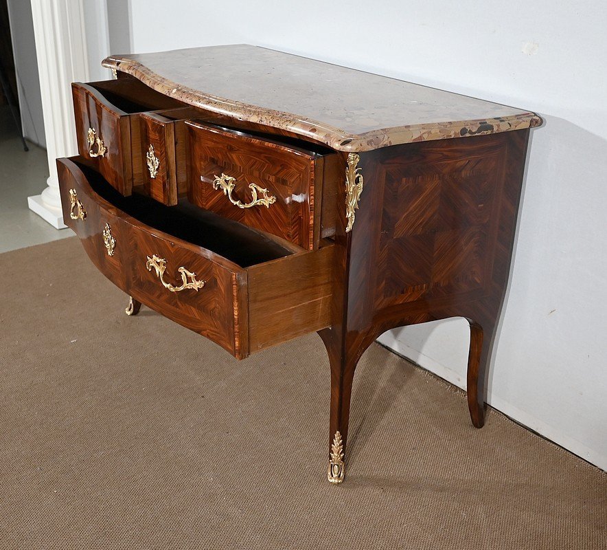 Chest Of Drawers In Precious Wood, Stamped P. Migeon, Louis XV Period - 1st Part 18th Century-photo-4