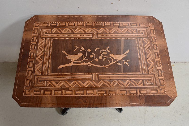 Small Inlaid Pedestal Table, Napoleon III Period - Nineteenth-photo-2