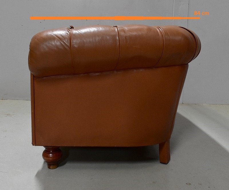 Padded Leather Chesterfield Sofa - Late Nineteenth-photo-6