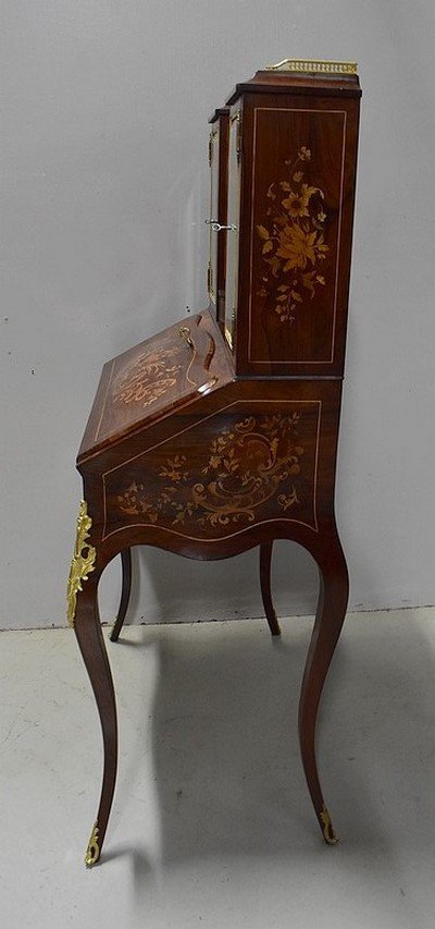 Small Secretaire Bonheur Du Jour, In Rio Rosewood Veneer, Napoleon III Period - Nineteenth-photo-5