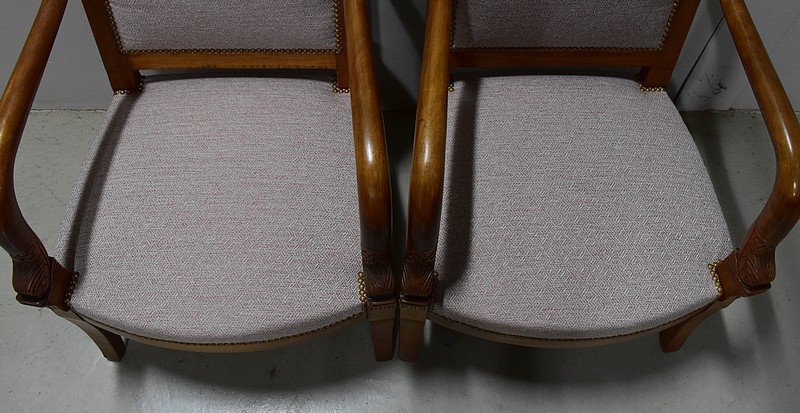Paire de Fauteuils en Acajou Clair, style Retour d’Égypte - XIXe-photo-1