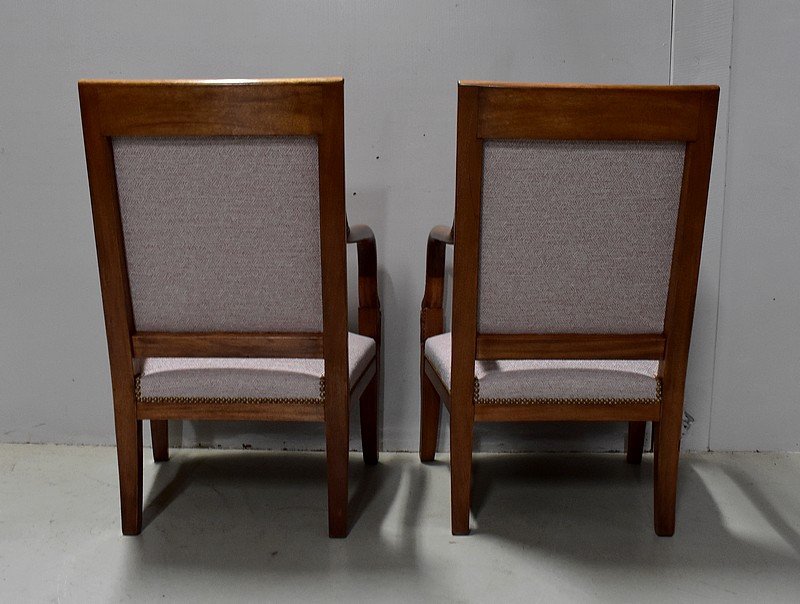 Pair Of Light Mahogany Armchairs, Return From Egypt Style - 19th Century-photo-7