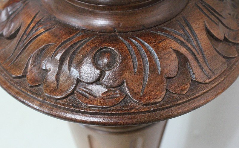 Bolster Column In Solid Walnut Louis XVI Style - 1900-photo-1