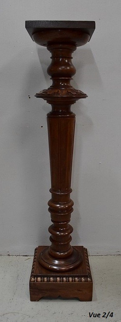 Bolster Column In Solid Walnut Louis XVI Style - 1900-photo-5