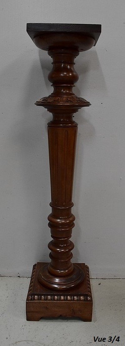 Bolster Column In Solid Walnut Louis XVI Style - 1900-photo-6