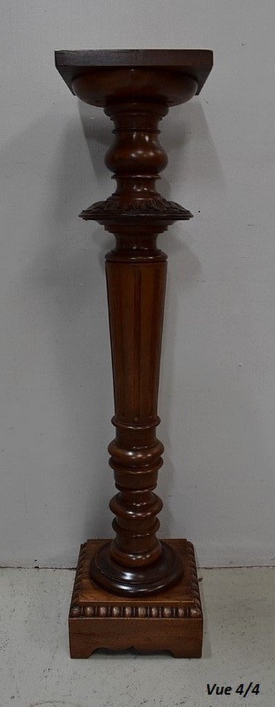 Bolster Column In Solid Walnut Louis XVI Style - 1900-photo-7