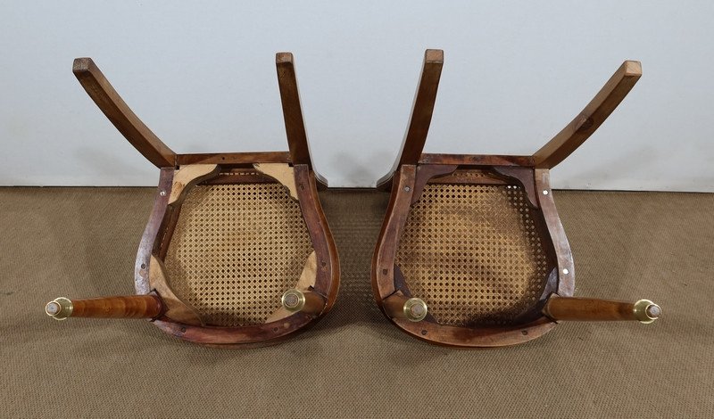 Pair Of Caned Chairs, In Solid Blond Cherry - 1920/1930-photo-8
