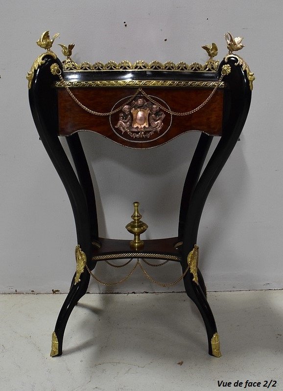 Planter In Cedar Bramble Veneer And Blackened Wood, Napoleon III Period - Nineteenth-photo-5