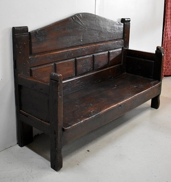 Large Bench In Oak With High Backrest - XVIIth-photo-2