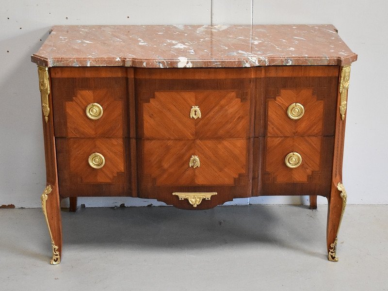 Jigsaw Commode In Rosewood And Violet Wood, Transition Louis XV / Louis XVI - 2nd Pa