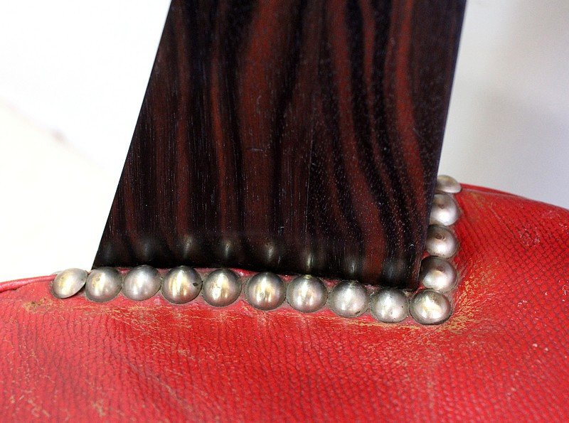 Pair Of Chairs In Macassar Ebony And Red Leather - 1930s-photo-2