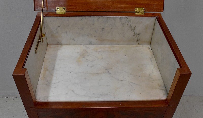 Rare Petite Commode De Toilette, En Placage De Ronce d'Acajou - Fin XIXe-photo-2