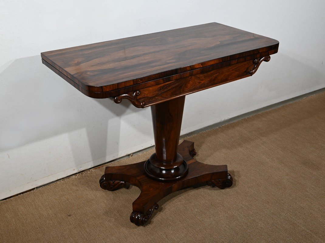 Console Game Table In Rosewood Veneer, England - 1850-photo-2