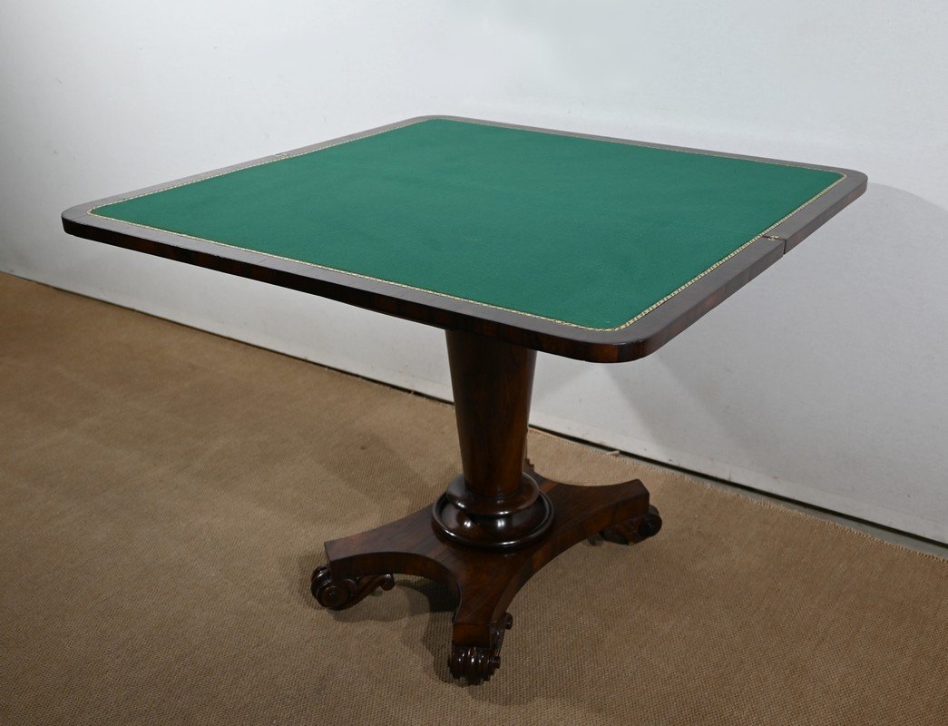 Console Game Table In Rosewood Veneer, England - 1850-photo-3