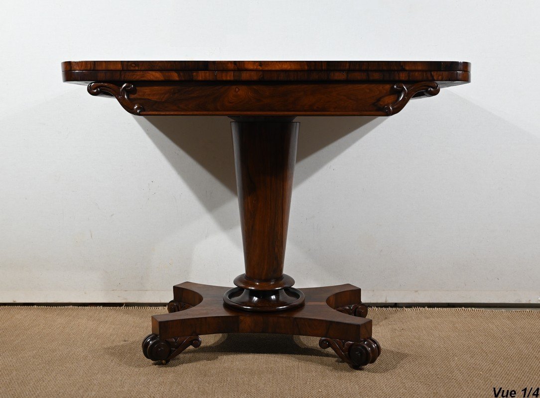 Console Game Table In Rosewood Veneer, England - 1850-photo-1