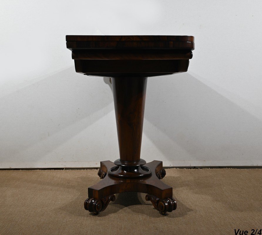 Console Game Table In Rosewood Veneer, England - 1850-photo-3