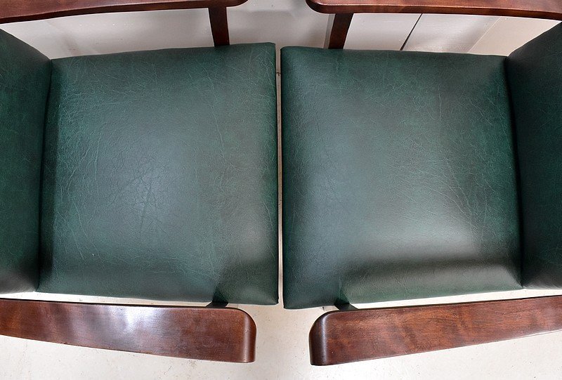 Pair Of Bridge Armchairs, In Beech Your Mahogany - 1940s-photo-1