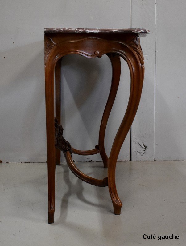 Console In Solid Blond Walnut, Louis XV Style, Napoleon III Period - Mid-19th Century-photo-4