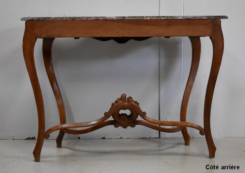 Console In Solid Blond Walnut, Louis XV Style, Napoleon III Period - Mid-19th Century-photo-7