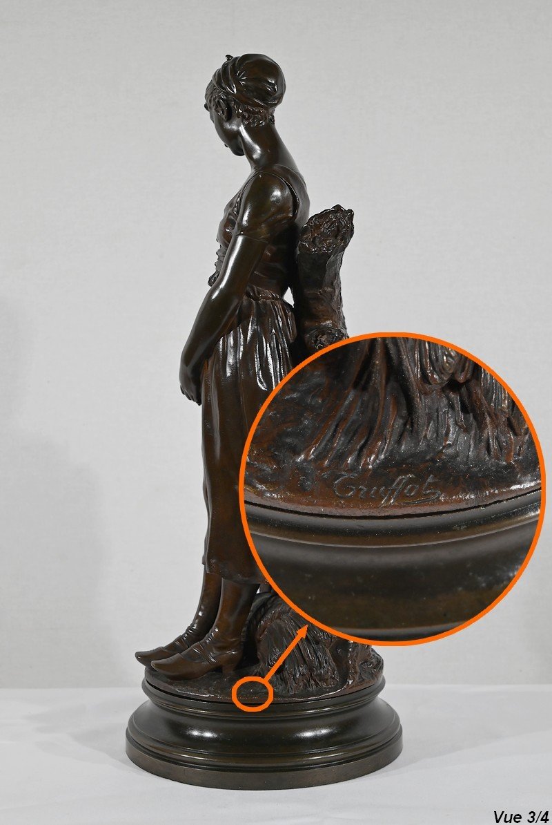 Bronze « La Jeune Femme Au Chien », Signé E-l.truffot – 2ème Moitié Du XIXe-photo-7