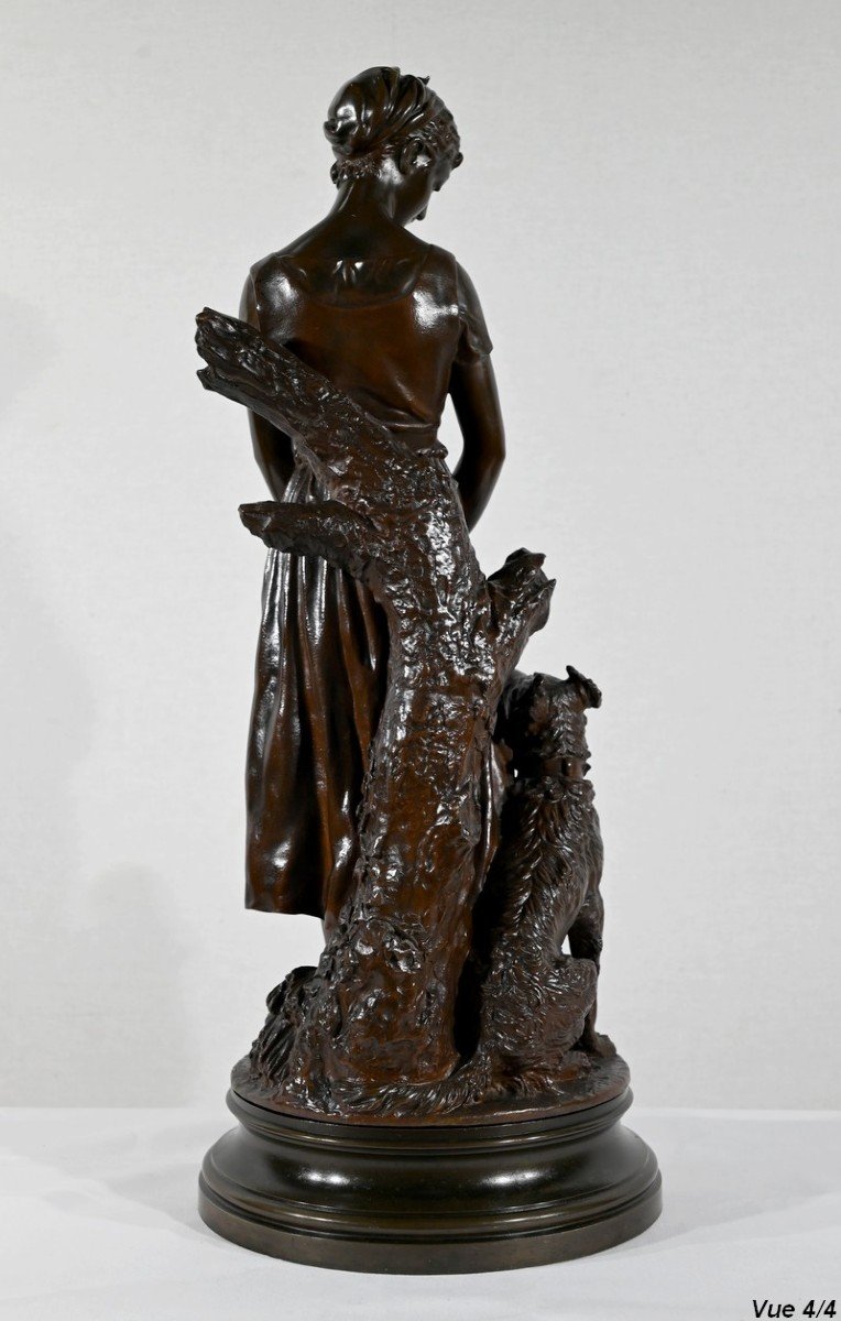 Bronze « La Jeune Femme Au Chien », Signé E-l.truffot – 2ème Moitié Du XIXe-photo-8