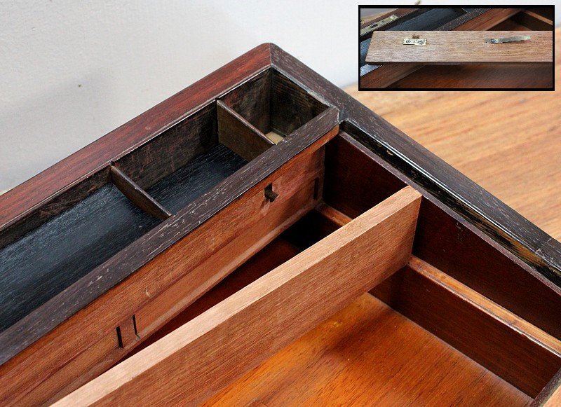 Large Travel Writing Desk In Rosewood - Late Nineteenth-photo-4