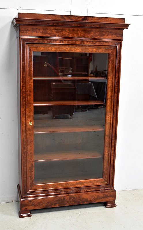 Petite Vitrine En Placage De Ronce d'Acajou, époque Restauration - Milieu XIXe