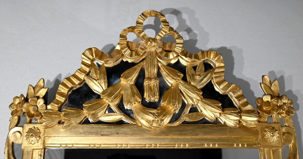 Rectangular Mirror In Golden Wood, Louis XVI Style - Late Nineteenth-photo-3